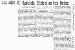 Los años de Gabriela Mistral en Los Andes.
