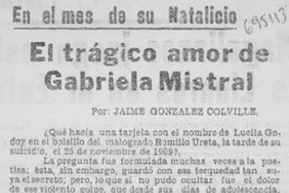 El trágico amor de Gabriela Mistral