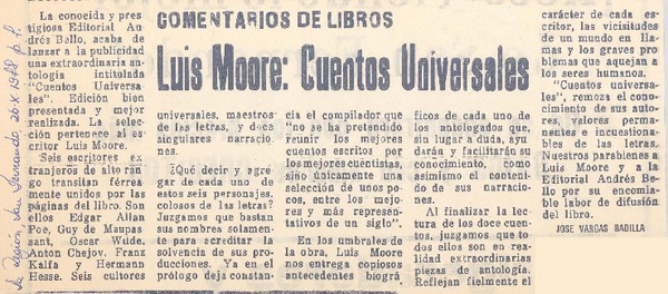 Luis Moore, Cuentos universales