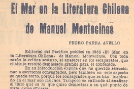 El mar en la literatura chilena de Manuel Montecinos