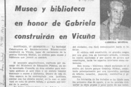 Museo y biblioteca en honor de Gabriela construirán en Vicuña.