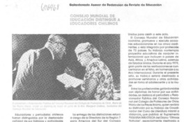 Consejo mundial de educación distingue a educadores chilenos.