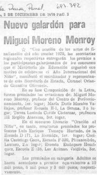 Nuevo galardón para Miguel Moreno Monroy.