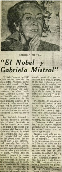 El nobel y Gabriela Mistral"