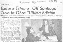 Exitoso estreno "Off Santiago" tuvo la obra "Ultima Edición".