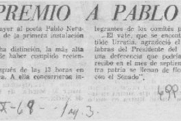 Senado premió a Pablo Neruda.