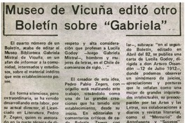 Museo de Vicuña editó otro boletín sobre "Gabriela".