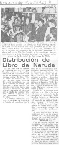 Distribución de libro de Neruda.