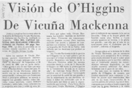 Visión de O'Higgins de Vicuña Mackenna.