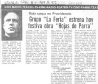 Grupo "la feria" estrena hoy festiva obra "Hojas de Parra".