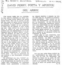 David Perry, poeta y apóstol del árbol