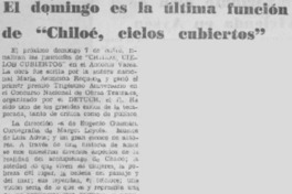 El domingo es la última función de "Chiloé, cielos cubiertos".