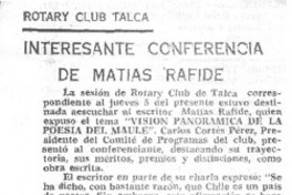 Interesante conferencia de Matías Rafide.
