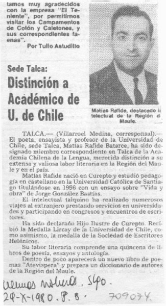 Distinción a académico de U. de Chile
