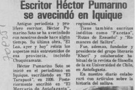 Escritor Héctor Pumarino se avecindó en Iquique.