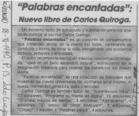 Palabras encantadas", nuevo libro de Carlos Quiroga.