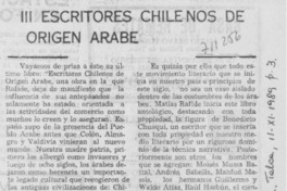 III escritores chilenos de origen árabe