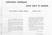 Antonieta Rodríguez nace para la poesía