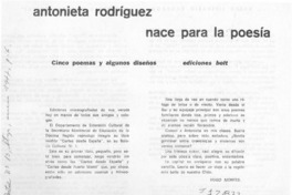 Antonieta Rodríguez nace para la poesía