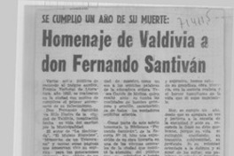 Homenaje de Valdivia a don Fernando Santiván.
