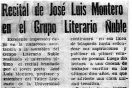 Recital de José Luis Montero en el Grupo Literario Ñuble.