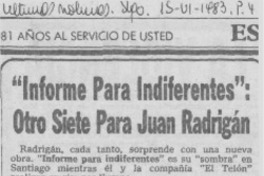 "Informe para indiferentes": otro siete para Juan Radrigán.