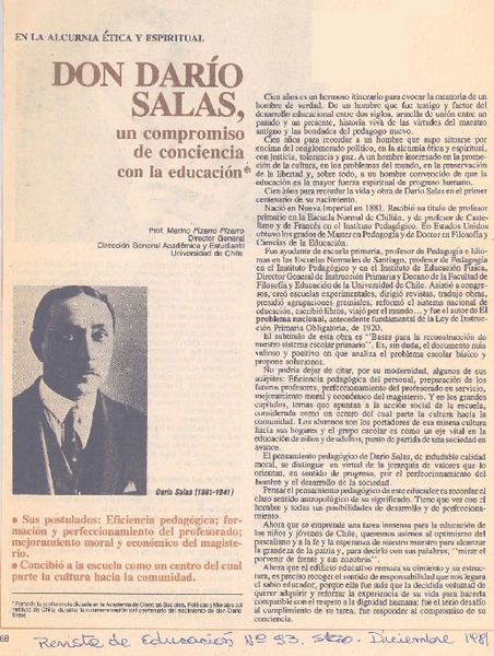 Don Darío Salas, un compromiso de conciencoa con la educación
