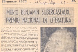 Murió Benjamín Subercaseaux Premio Nacional de Literatura.