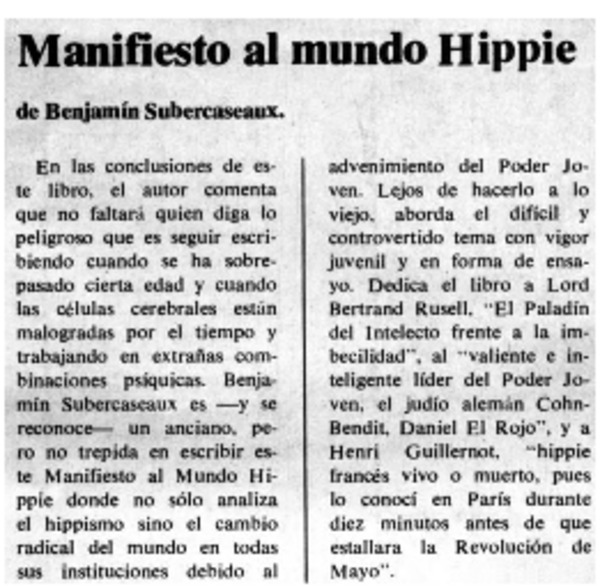 Manifiesto al mundo hippie.