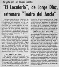 "El locutorio", de Jorge Díaz, estrenará "teatro del ancla".