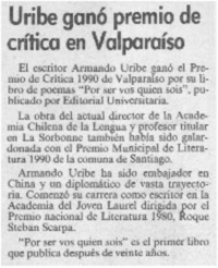Uribe ganó premio de crítica en Valparaíso.