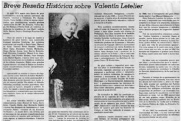 Breve reseña históroca sobre Valentín Letelier