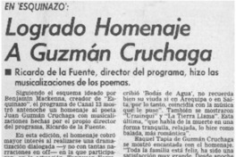 Logrado homenaje a Guzmán Cruchaga.