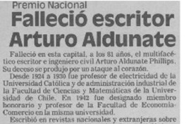 Falleció escritor Arturo Aldunate.