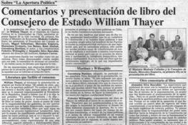 Comentarios y presentación del libro del Consejero de Estado William Thayer.