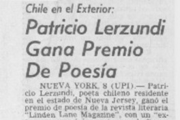 Patricio Lerzundi gana Premio de Poesía.