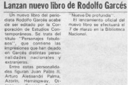 Lanzan nuevo libro de Rodolfo Garcés.