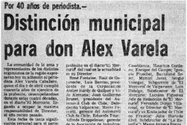 Distinción municipal para don Alex Varela.