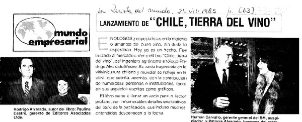 "Chile, tierra del vino".