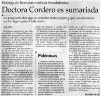 Doctora Cordero es sumariada