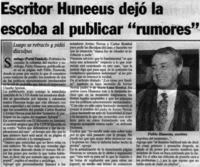 Escritor Huneeus dejó la escoba al publicar "rumores".