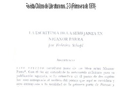 La escritura de la semejanza en Nicanor Parra