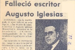 Falleció escritor Augusto Iglesias.