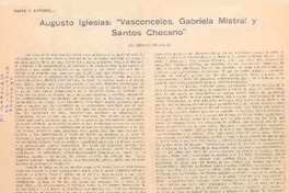 Augusto Iglesias: "Vasconcelos, Gabriela Mistral y Santos Chocano"