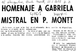 Homenaje a Gabriela Mistral en Puerto Montt