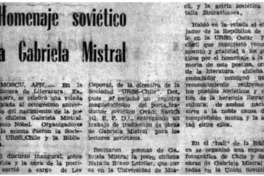 Homenaje soviético a Gabriela Mistral.