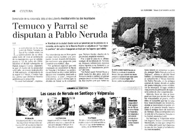 Temuco y Parral se disputan a Pablo Neruda