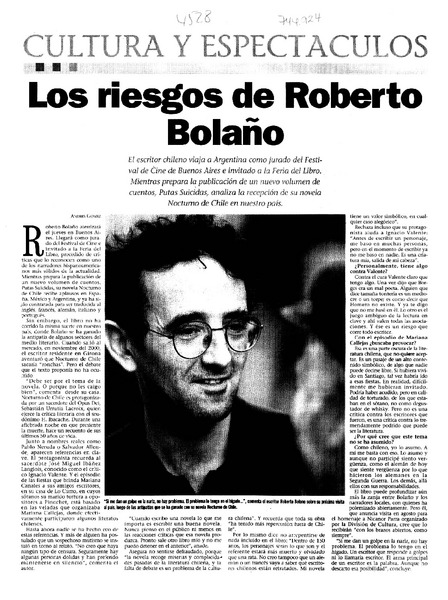 Los riesgos de Roberto Bolaño