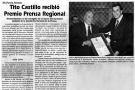 Tito Castillo recibió Premio Prensa Regional