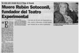 Muere Rúben Sotoconil, fundador del teatro experimental